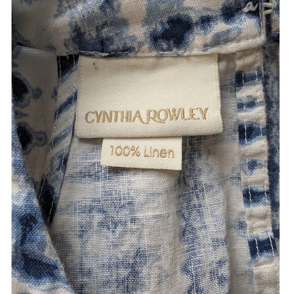 Cynthia Rowley Small Dress 100% Linen Blue White Womens Shift Halter Tie Dye - Picture 6 of 10